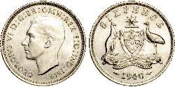 1 Sixpence 澳大利亚 銀 乔治六世 (1895-1952)