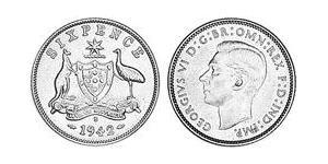 1 Sixpence 澳大利亚 銀 乔治六世 (1895-1952)