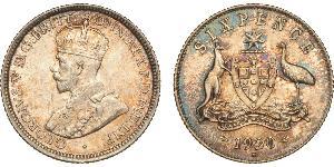 1 Sixpence 澳大利亚 銀 乔治五世  (1865-1936)