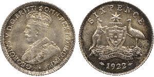 1 Sixpence 澳大利亚 銀 乔治五世  (1865-1936)