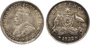 1 Sixpence 澳大利亚 銀 乔治五世  (1865-1936)