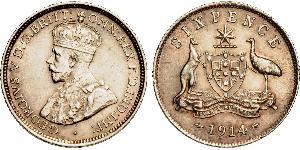 1 Sixpence 澳大利亚 銀 乔治五世  (1865-1936)