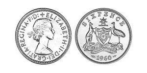 1 Sixpence 澳大利亚 銀 伊丽莎白二世 (1926-2022)