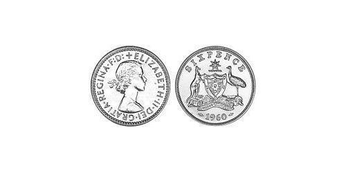 1 Sixpence 澳大利亚 銀 伊丽莎白二世 (1926-2022)