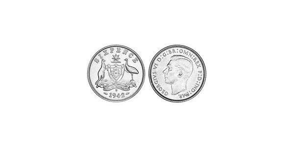 1 Sixpence 澳大利亚 銀 乔治六世 (1895-1952)
