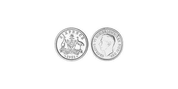 1 Sixpence 澳大利亚 銀 乔治六世 (1895-1952)