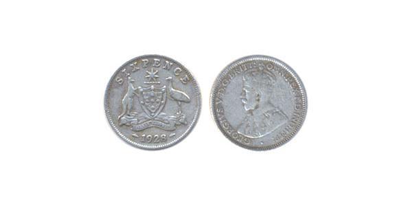 1 Sixpence 澳大利亚 銀 乔治五世  (1865-1936)