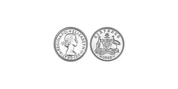 1 Sixpence 澳大利亚 銀 伊丽莎白二世 (1926-2022)
