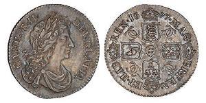 1 Sixpence 英格兰王国 銀 查理二世 (英格兰) (1630 - 1685)