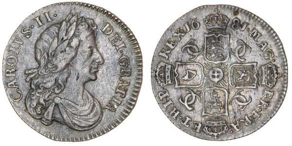 1 Sixpence 英格兰王国 銀 查理二世 (英格兰) (1630 - 1685)