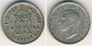 1 Sixpence / 6 Penny Feriind Kiningrik (1922-) Argent George VI (1895-1952)