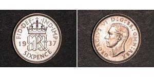 1 Sixpence / 6 Penny Feriind Kiningrik (1922-) Argent George VI (1895-1952)