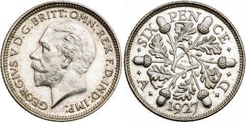 1 Sixpence / 6 Penny Feriind Kiningrik (1922-) Argent George V (1865-1936)