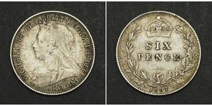 1 Sixpence / 6 Penny Royaume-Uni de Grande-Bretagne et d