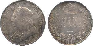 1 Sixpence / 6 Penny Royaume-Uni de Grande-Bretagne et d