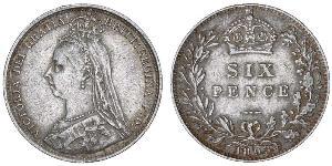 1 Sixpence / 6 Penny Royaume-Uni de Grande-Bretagne et d