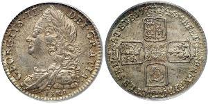 1 Sixpence / 6 Penny Royaume de Grande-Bretagne (1707-1801) Argent George II (1683-1760)