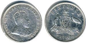 1 Sixpence / 6 Penny Australia (1788 - 1939) Argento Edoardo VII (1841-1910)