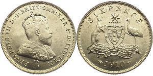 1 Sixpence / 6 Penny Australia (1788 - 1939) Argento Edoardo VII (1841-1910)