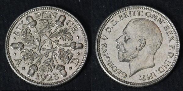 1 Sixpence / 6 Penny Regno Unito (1922-) Argento Giorgio V (1865-1936)