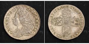 1 Sixpence / 6 Penny Regno Unito di Gran Bretagna (1707-1801) Argento Giorgio II (1683-1760)