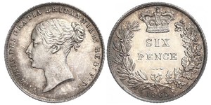 1 Sixpence / 6 Penny Regno Unito di Gran Bretagna e Irlanda (1801-1922) Argento Vittoria (1819 - 1901)