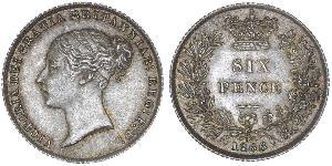 1 Sixpence / 6 Penny Regno Unito di Gran Bretagna e Irlanda (1801-1922) Argento Vittoria (1819 - 1901)