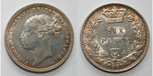 1 Sixpence / 6 Penny Regno Unito di Gran Bretagna e Irlanda (1801-1922) Argento Vittoria (1819 - 1901)