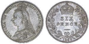 1 Sixpence / 6 Penny Regno Unito di Gran Bretagna e Irlanda (1801-1922) Argento Vittoria (1819 - 1901)