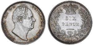 1 Sixpence / 6 Penny Regno Unito di Gran Bretagna e Irlanda (1801-1922) Argento Guglielmo IV (1765-1837)