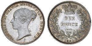 1 Sixpence / 6 Penny Regno Unito di Gran Bretagna e Irlanda (1801-1922) Argento Vittoria (1819 - 1901)