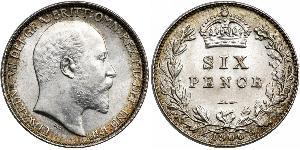 1 Sixpence / 6 Penny Regno Unito di Gran Bretagna e Irlanda (1801-1922) Argento Edoardo VII (1841-1910)