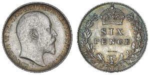 1 Sixpence / 6 Penny Regno Unito di Gran Bretagna e Irlanda (1801-1922) Argento Edoardo VII (1841-1910)