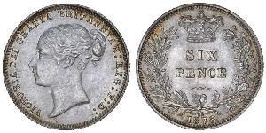 1 Sixpence / 6 Penny Regno Unito di Gran Bretagna e Irlanda (1801-1922) Argento Vittoria (1819 - 1901)