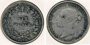 1 Sixpence / 6 Penny Regno Unito di Gran Bretagna e Irlanda (1801-1922) Argento Vittoria (1819 - 1901)