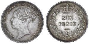 1 Sixpence / 6 Penny Regno Unito di Gran Bretagna e Irlanda (1801-1922) Argento Vittoria (1819 - 1901)