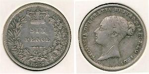 1 Sixpence / 6 Penny Regno Unito di Gran Bretagna e Irlanda (1801-1922) Argento Vittoria (1819 - 1901)