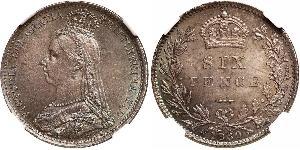 1 Sixpence / 6 Penny Regno Unito di Gran Bretagna e Irlanda (1801-1922) Argento Vittoria (1819 - 1901)