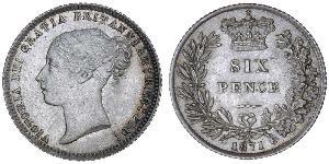 1 Sixpence / 6 Penny Regno Unito di Gran Bretagna e Irlanda (1801-1922) Argento Vittoria (1819 - 1901)