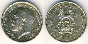 1 Sixpence / 6 Penny Regno Unito di Gran Bretagna e Irlanda (1801-1922) Argento Giorgio V (1865-1936)