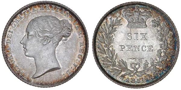 1 Sixpence / 6 Penny Regno Unito di Gran Bretagna e Irlanda (1801-1922) Argento Vittoria (1819 - 1901)