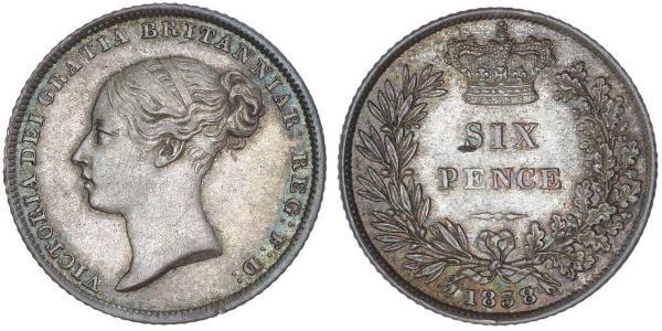 1 Sixpence / 6 Penny Regno Unito di Gran Bretagna e Irlanda (1801-1922) Argento Vittoria (1819 - 1901)