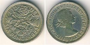 1 Sixpence / 6 Penny Feriind Kiningrik (1922-) Cuivre/Nickel Elizabeth II (1926-2022)