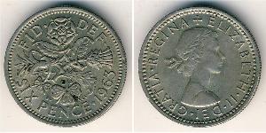 1 Sixpence / 6 Penny Feriind Kiningrik (1922-) Cuivre/Nickel Elizabeth II (1926-2022)