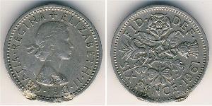 1 Sixpence / 6 Penny Feriind Kiningrik (1922-) Cuivre/Nickel Elizabeth II (1926-2022)