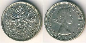 1 Sixpence / 6 Penny Vereinigtes Königreich (1922-) Kupfer/Nickel Elizabeth II (1926-2022)