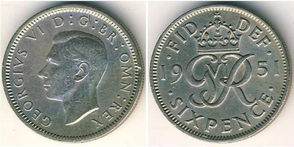 1 Sixpence / 6 Penny Reino Unido (1922-) Níquel/Cobre Jorge V (1865-1936)