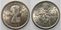 1 Sixpence / 6 Penny Reino Unido (1922-) Níquel/Latón Isabel II (1926-2022)