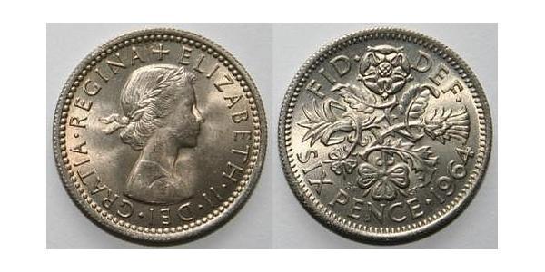1 Sixpence / 6 Penny Regno Unito (1922-) Ottone/Nichel Elisabetta II (1926-2022)