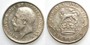 1 Sixpence / 6 Penny Reino Unido de Gran Bretaña e Irlanda (1801-1922) Plata Jorge V (1865-1936)